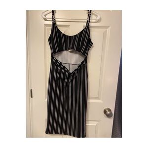 black and white peekaboo dress